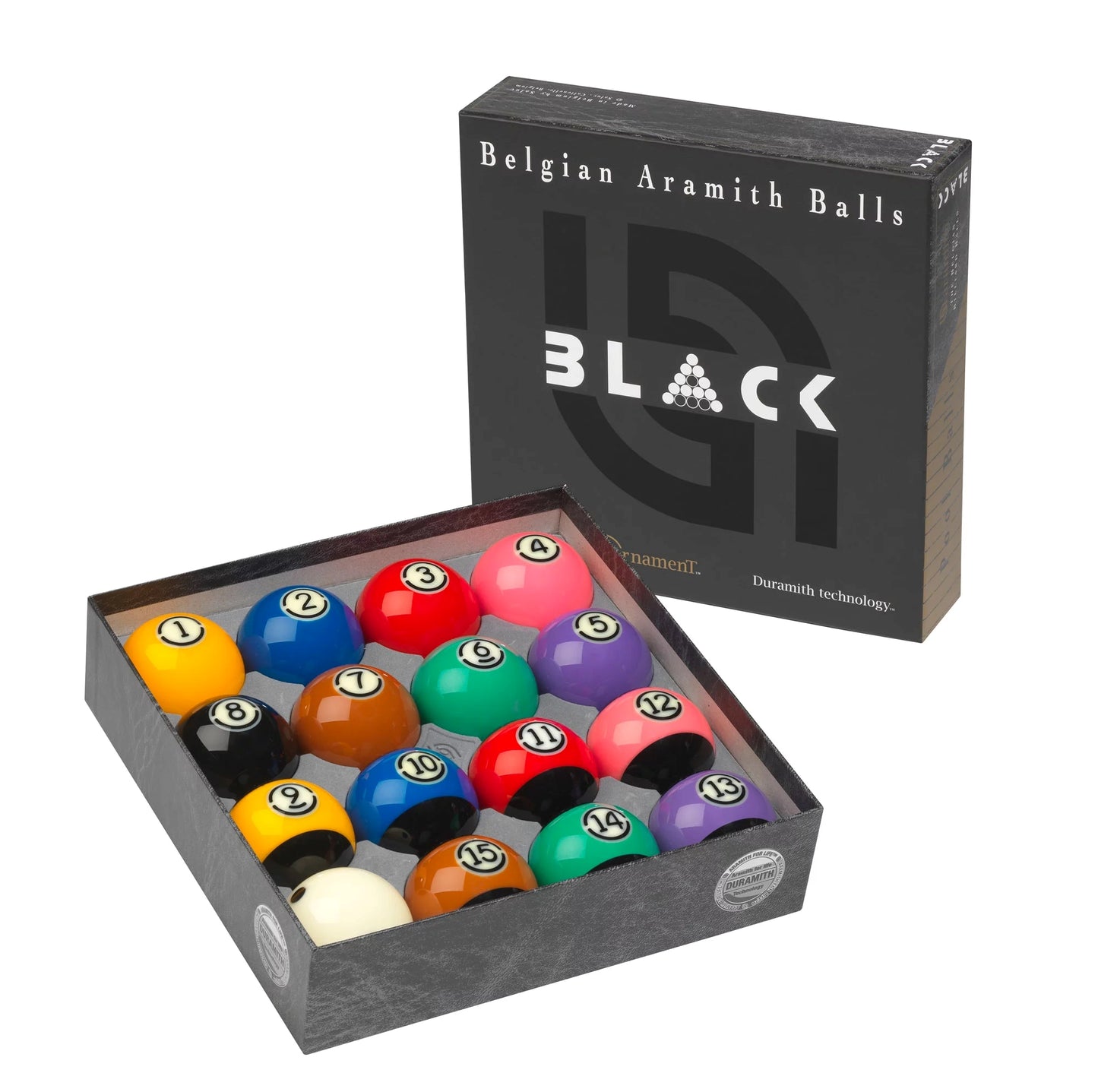 ARAMITH Tournament BLACK pool ball set with Duramith™ Technology | B59