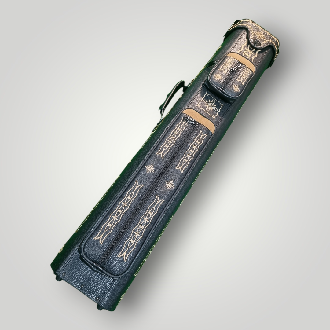 Black & Gold Embroidered Pool cue case
