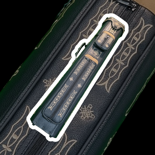 Black & Gold Embroidered Pool cue case